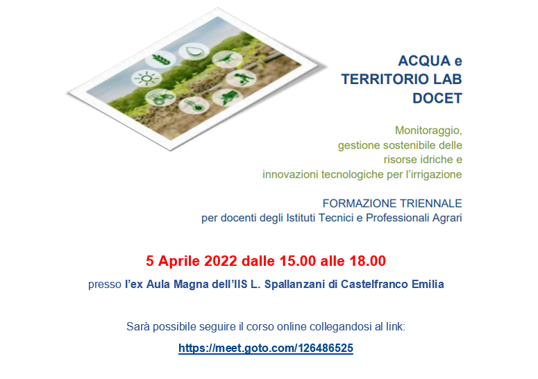 Istituto di Istruzione Superiore Lazzaro Spallanzani | Corso formazione 'Acqua e Territorio'