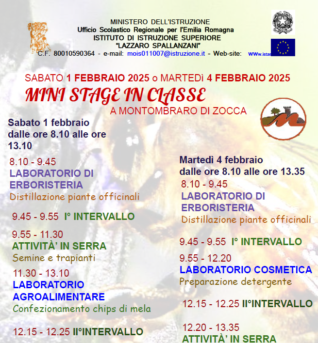 Istituto di Istruzione Superiore Lazzaro Spallanzani | MINI STAGE ORIENTATIVO IIS SPALLANZANI - SEDE MONTOMBRARO Istituto di Istruzione Superiore Lazzaro Spallanzani | MINI STAGE ORIENTATIVO IIS SPALLANZANI - SEDE MONTOMBRARO