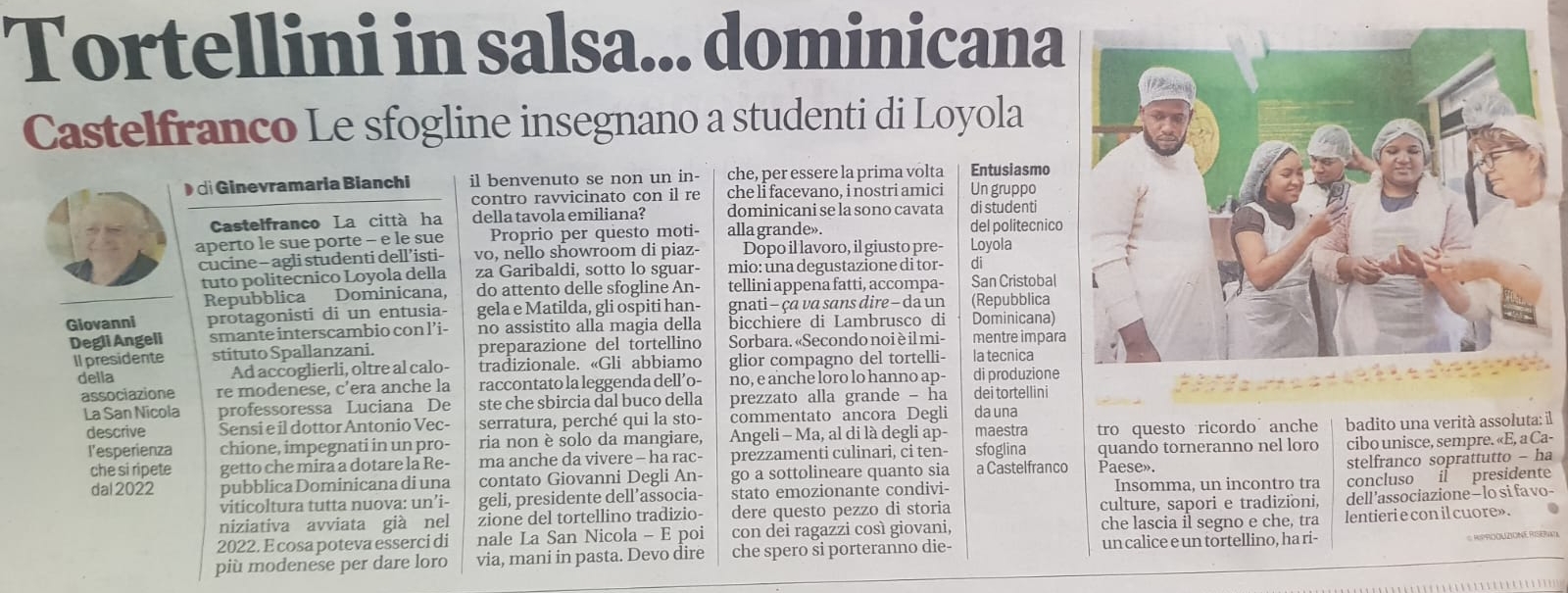 Istituto di Istruzione Superiore Lazzaro Spallanzani | Dicono di Noi... articolo della Gazzetta di Modena per celebrare l'unione con la Repubblica Dominicana