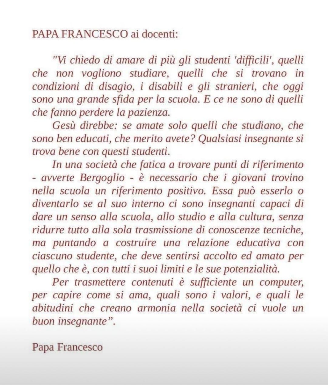 Istituto di Istruzione Superiore Lazzaro Spallanzani | L'eredità di Papa Francesco